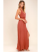 Lost in Paradise Rusty Rose Maxi Dress